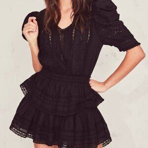 LoveShackFancy Marissa Embroidered Ruffle Mini Dress - Size XS